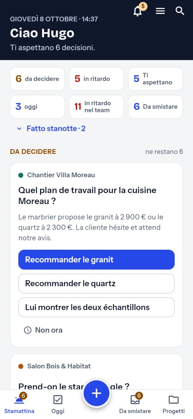La stessa schermata su un telefono.