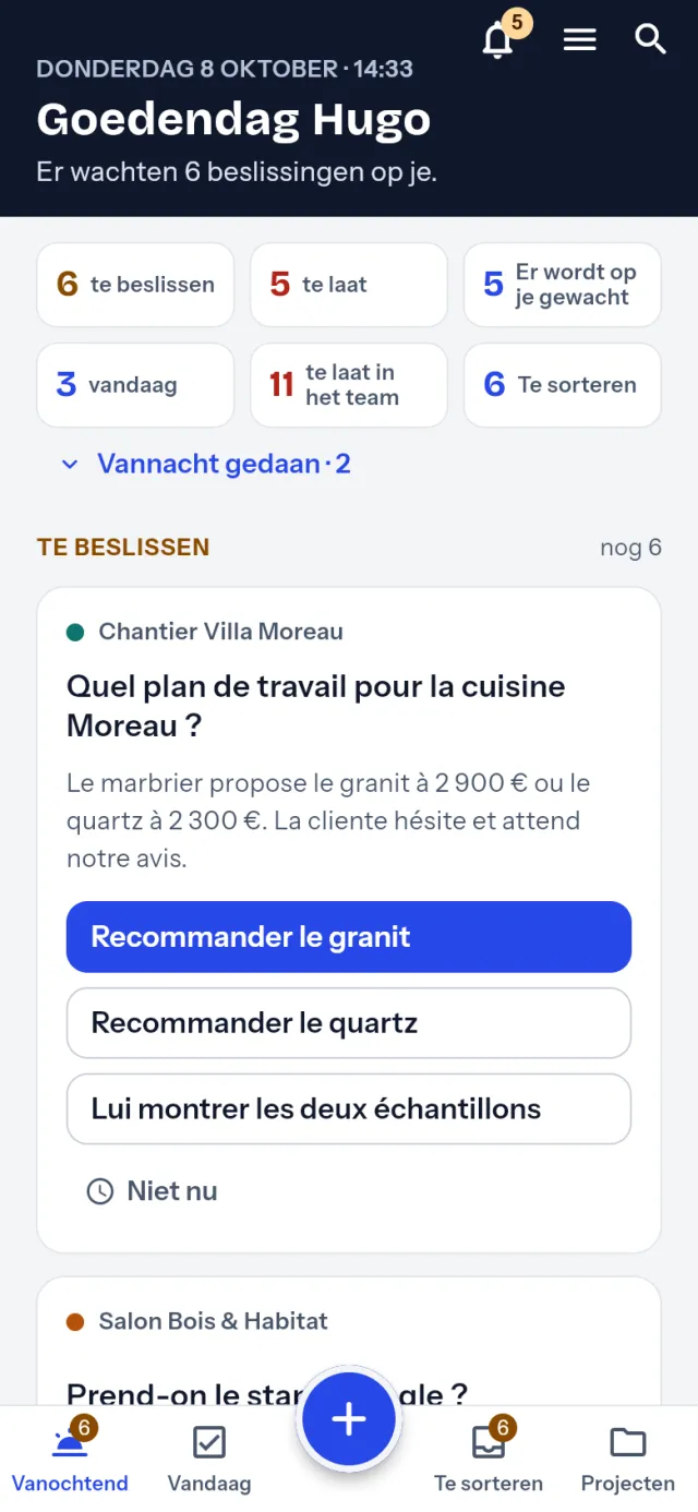 Hetzelfde scherm op een telefoon.