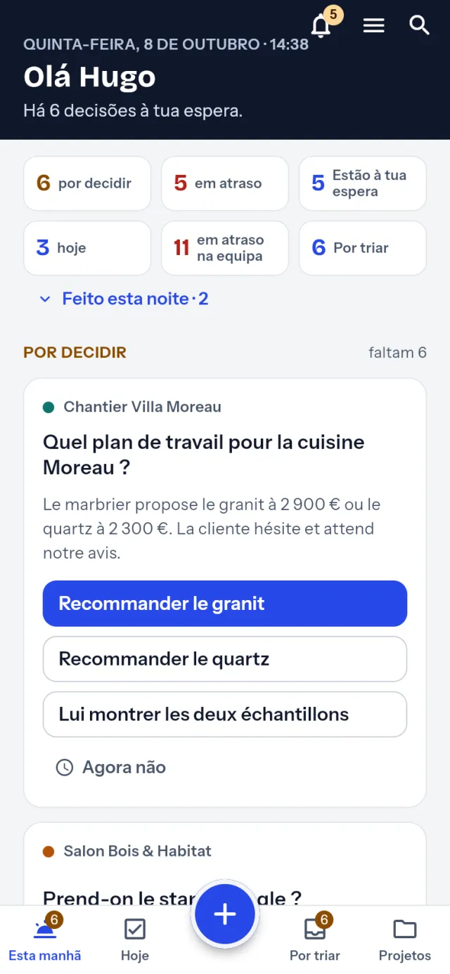 O mesmo ecrã num telemóvel.